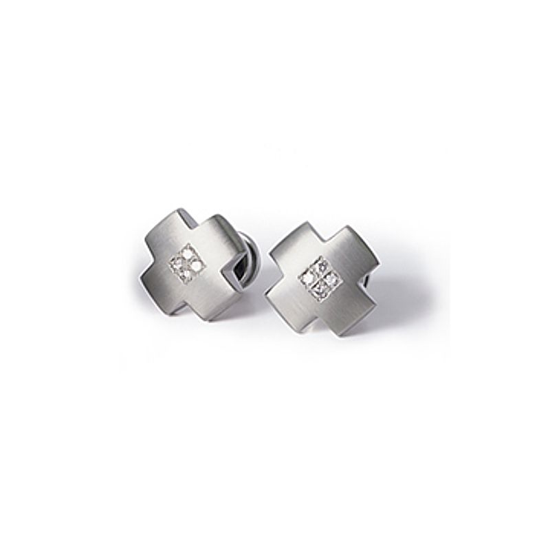 Boccia Titanium Cross Studs with Four Diamonds - 506-03 - Click Image to Close